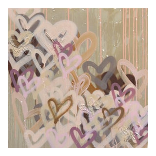 Showering You With Affection - Abstract Muted Tone Graffiti Mixed Media Painting Original Artwork by Amber Goldhammer For Sale