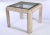 Modern Curve Form Tessellated Marble Dining /Game Table With Inlaid Brass Banding And Beveled Glass Inset Top. Designed In...