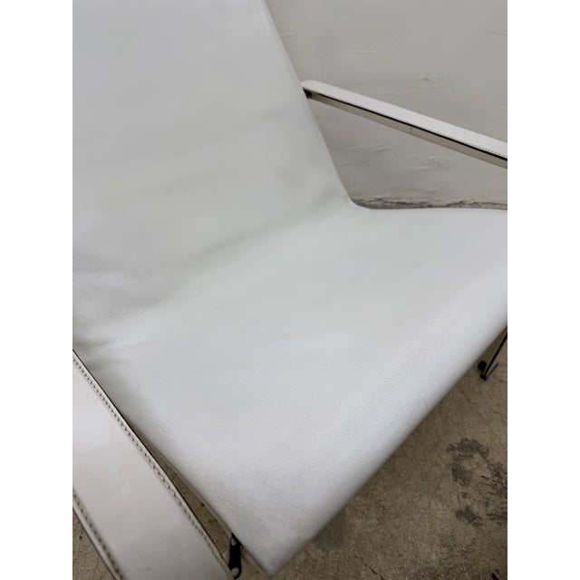 Toussaint and Angeloni White Leather Lounge Chair and Footrest for Matteo Grassi For Sale - Image 9 of 17