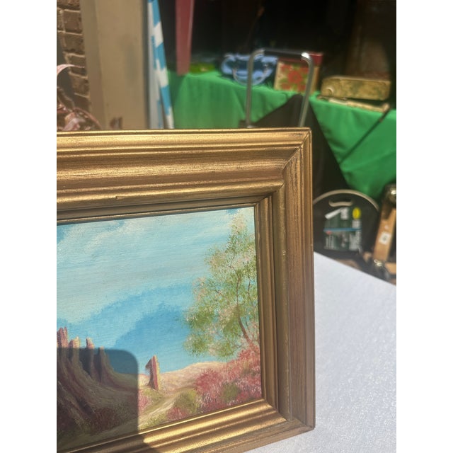 1990s Small Gold Framed Tree Stump Painting on Canvas, Signed by the Artist For Sale In Atlanta - Image 6 of 7