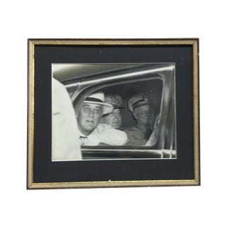 Circa 1940 "Franklin Roosevelt - Douglas MacArthur" Black and White Photograph, Framed For Sale