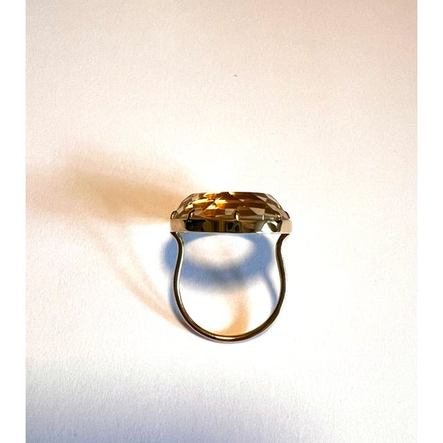 Susan Foster 18k Yellow Gold Ring with Light Faceted Smokey Quartz Stone. Ring Size 8