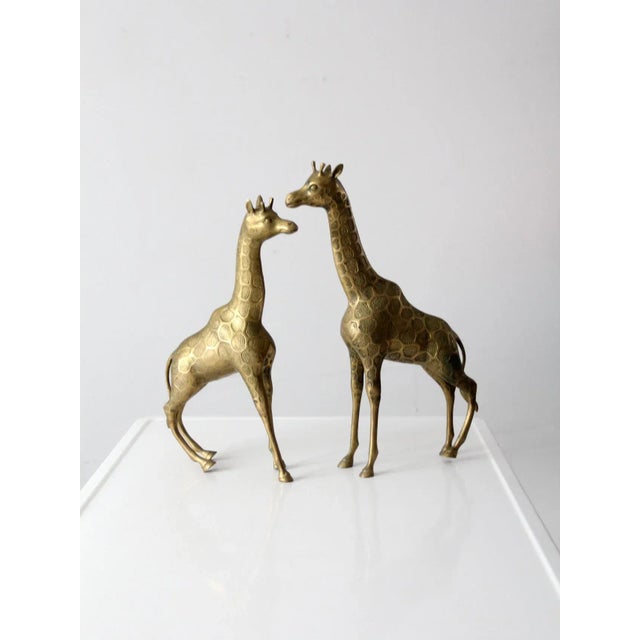 Metal Mid Century Brass Giraffes Pair For Sale - Image 7 of 13