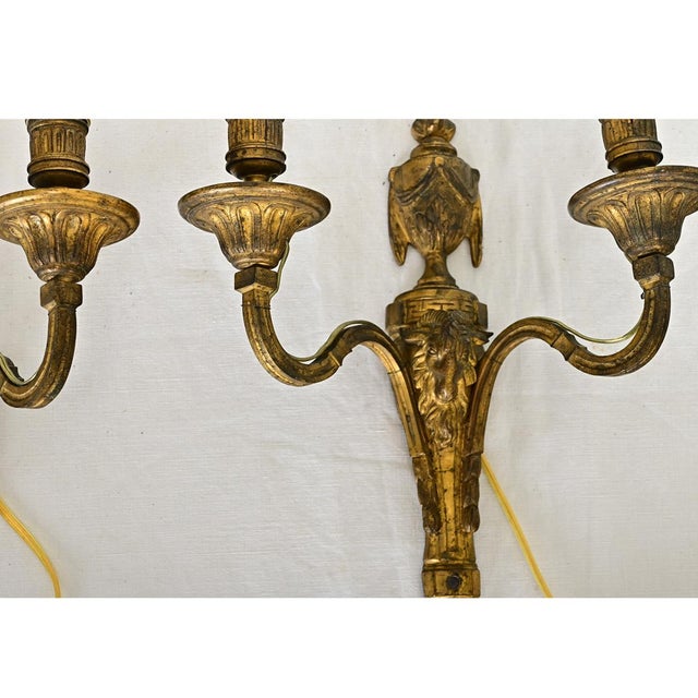 Metal French 19th Century Louis XVI Style Bronze Sconces - a Pair For Sale - Image 7 of 11
