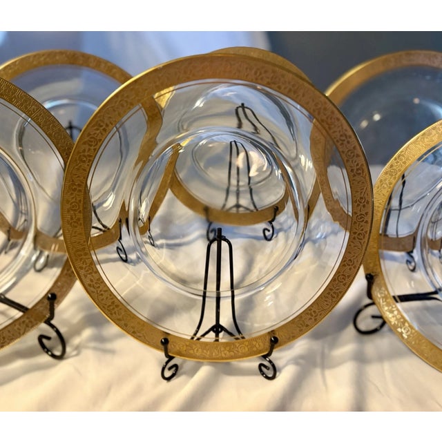 Franciscan China 1940s Minton by Tiffin Clear Gold Encrusted Luncheon Salad Plates Franciscan Rambler Rose - Set of 6 For Sale - Image 4 of 4