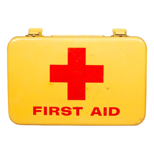 Mid-Century Industrial Metal First Aid Box c.1950 For Sale