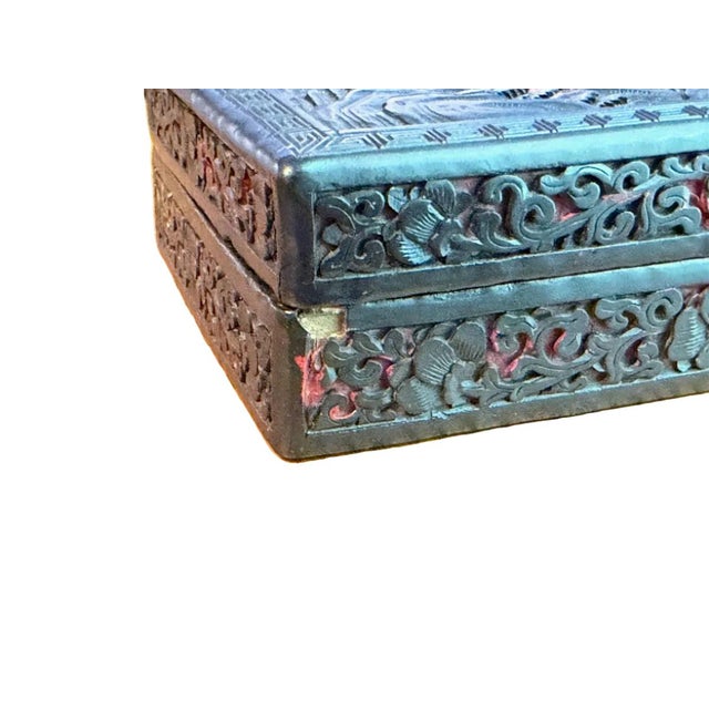 Late Qing/Republic Period Black and Red Chinese Cinnabar Box For Sale In Washington DC - Image 6 of 11