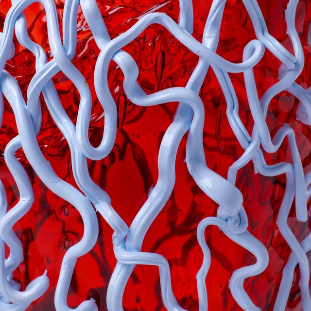 Gaetano Pesce Dark Ruby and Matt Pastel Blue Medusa Vase by Gaetano Pesce for Fish Design For Sale - Image 4 of 5