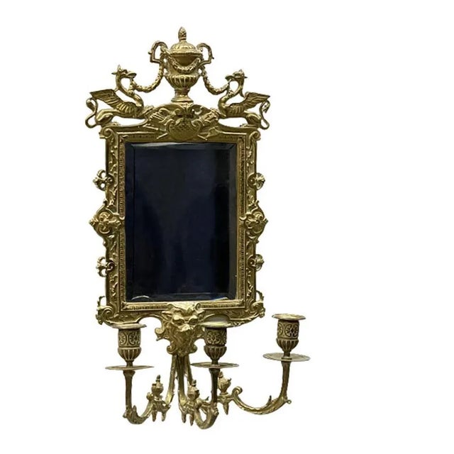 Girandole Mirrors with 3-Armed Candleholders, 1900s, Set of 2 For Sale - Image 3 of 10
