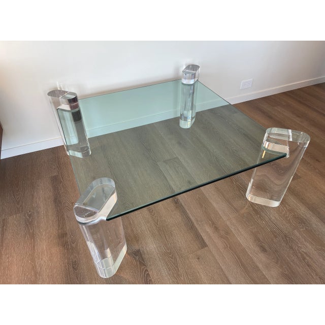 1980s Karl Springer Glass & Lucite Coffee Table For Sale - Image 12 of 12