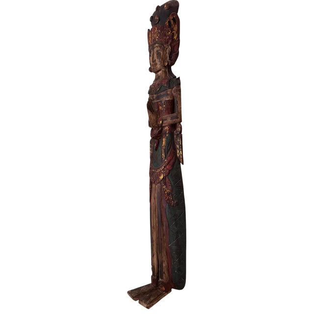 Early 20th Century Antique Indonesian Rice Goddess Dewi Sri- Handcarved & Handpainted For Sale - Image 5 of 11