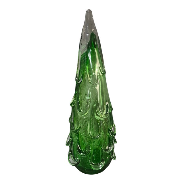 Hand Blown Italy Art Glass Green Christmas Tree 16.5'' High For Sale - Image 10 of 10