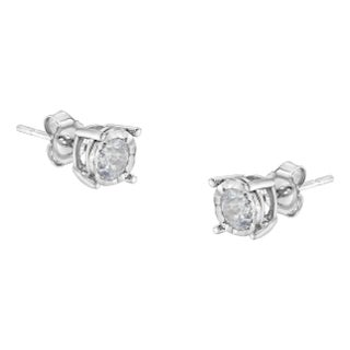 .925 Sterling Silver 1/2 Cttw Near Colorless Round Brilliant-Cut Diamond Miracle-Set Stud Earrings (H-I Color, I2-I3 Clarity) - 2 Pieces For Sale