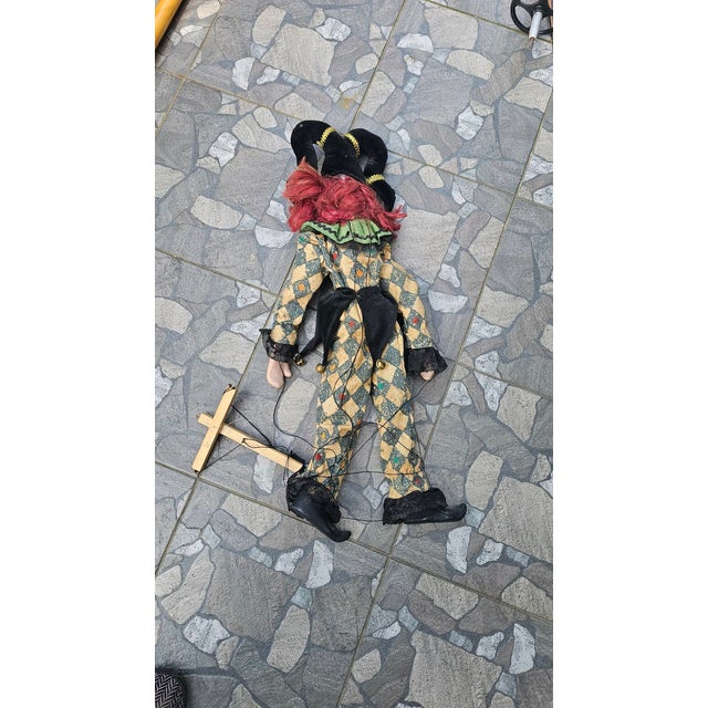 Green Venetian Clown Marionette Puppet, 1960s For Sale - Image 8 of 9