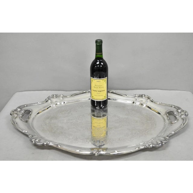 Antique Gorham Silver Plated Victorian Oval Butlers Serving Platter Bar Tray. Circa Early 20th Century. Measurements:...