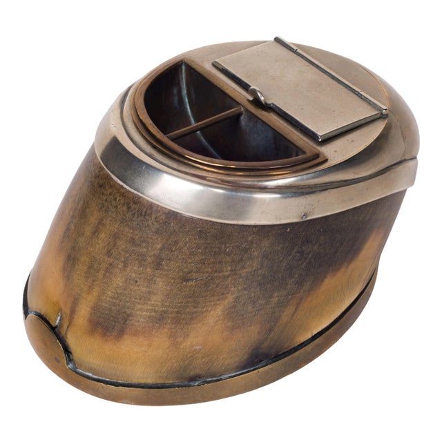 19th Century Hoof Box With Metal Fittings For Sale