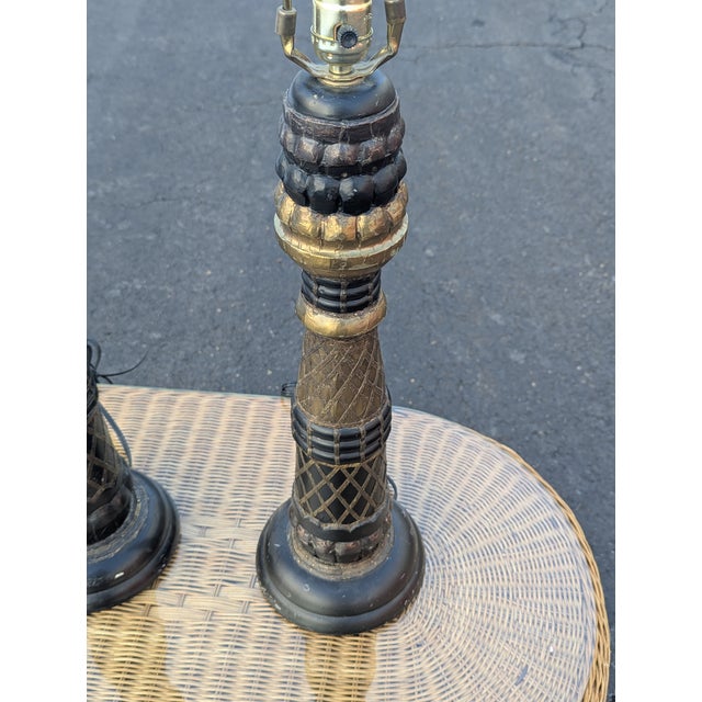 Vintage Unique Ornate Art Deco Style Table Lamps - a Pair For Sale In Washington DC - Image 6 of 12