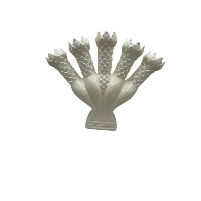 A vintage Williamsburg Restoration five finger ceramic posey holder by Wedgwood China, ca. 1960’s. The piece is a...