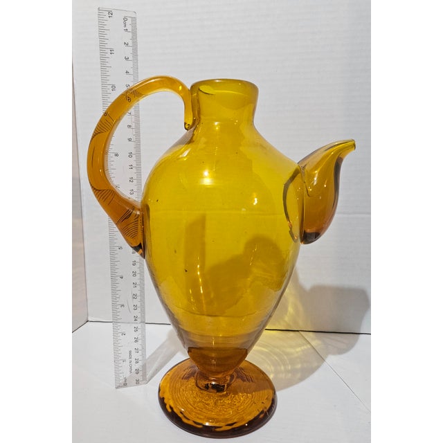 Glass Vintage Blenko #573 Tangerine Amberina Cocktail Pitcher For Sale - Image 7 of 7