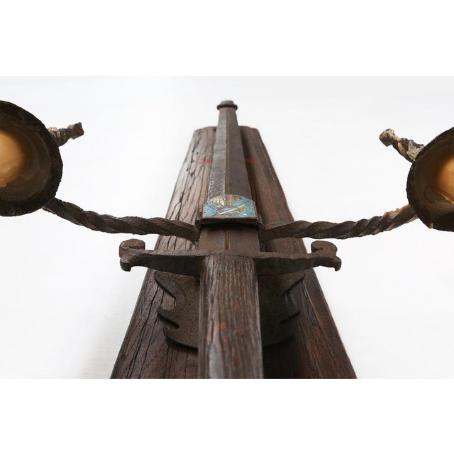 Large Wall Lamp with Sword, 1950s For Sale - Image 12 of 15