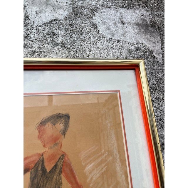 Paper Portrait of a Young Ballerina Painting in the Abraham Walkowitz Style. C 1960s For Sale - Image 7 of 11