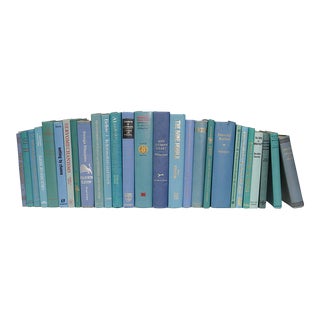 Decorative Books - Vintage Island Books - 1 Foot of Blue Books For Sale