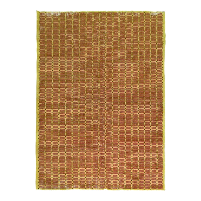 Mid 20th Century Yellow Field Turkish Deco Rug For Sale