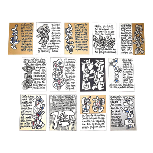 Vintage Mid 20th C. Modern Abstract Heliogravures-Jean Dubuffet-Switzerland C.1973 - Set of 13