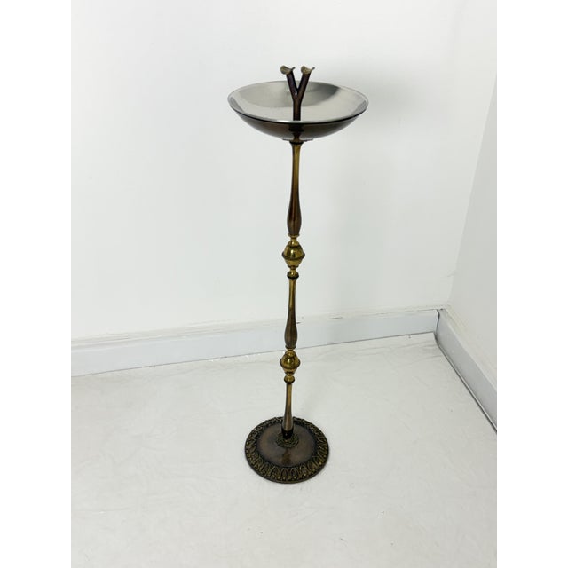 Mid-century brass floor ashtray, 1950s Elegant and in excellent condition, as shown in the photographs. Height 71 cm,...