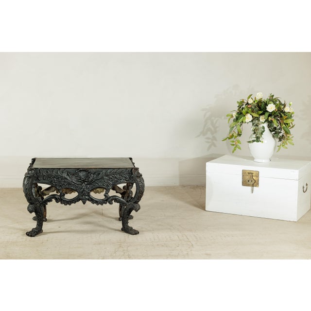 Late 20th Century Bronze Table with Sculpted Lion Heads, Paw Feet, and Ornate Foliage Detailing For Sale - Image 13 of 18