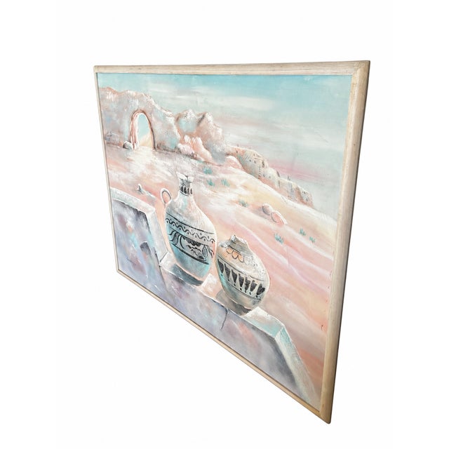 Postmodern Late 20th Century Large Signed Southwestern Pottery and Desert Landscape Textured Painting on Canvas For Sale - Image 3 of 13