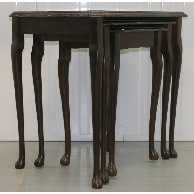 Mahogany Nesting Tables on Cabriole Legs, Set of 3 For Sale - Image 6 of 11