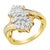 10K Yellow Gold Round And Baguette Cut Diamond Cluster Ring (1 1/10 Cttw, H-I Color, SI2-I1 Clarity) - Size 7 For Sale - Image 4 of 7
