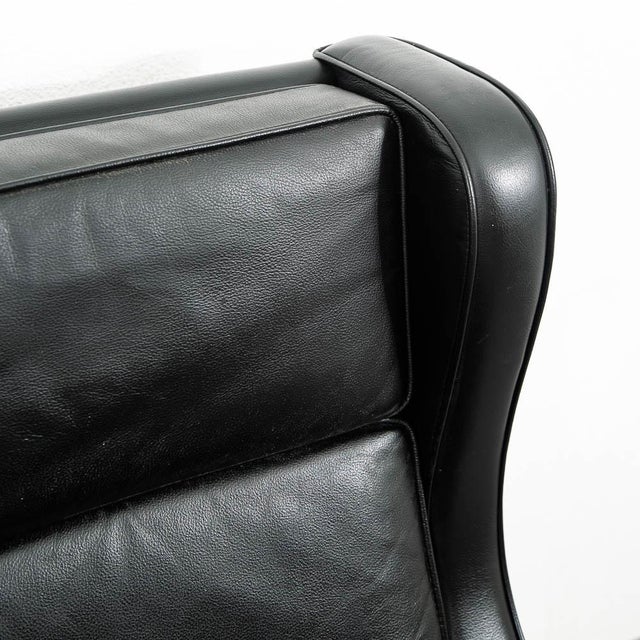 Animal Skin Mid Century Danish Modern Lounge Chair Leather Black Arm Denmark Wingback MCM For Sale - Image 7 of 11