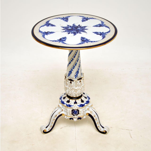 A stunning antique Dresden style porcelain occasional table. This was made in Germany by Von Schierholz, it dates from...