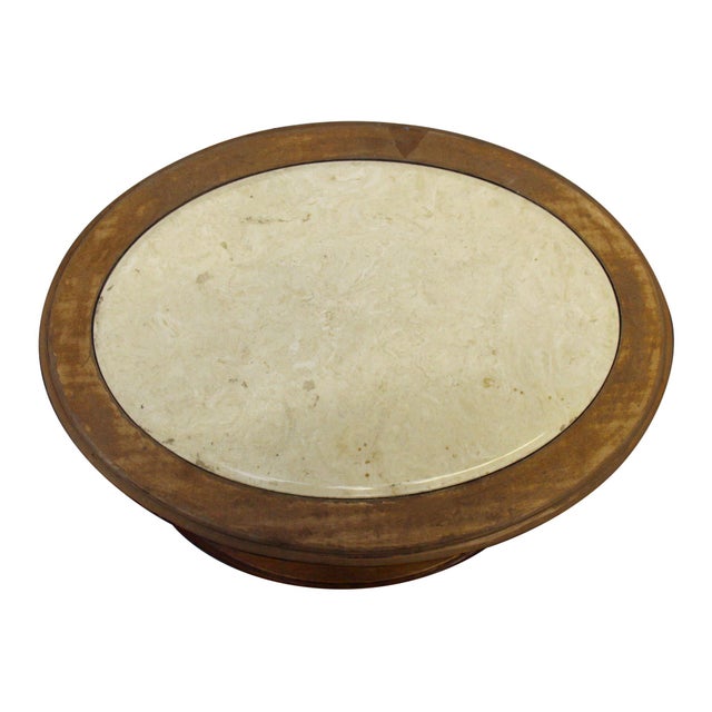 Traditional Mid 20th Century Oval Side Table With Marble Top For Sale - Image 3 of 10