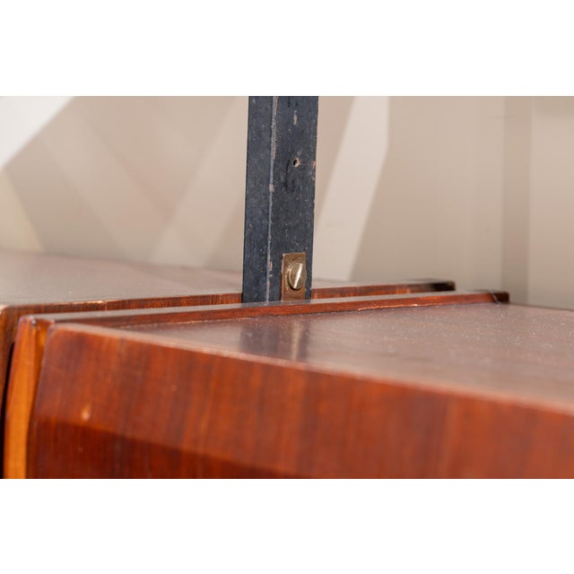 Metal Italian Teak 4-Section Bookcase,1950s For Sale - Image 7 of 17