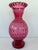Art Deco Vintage Fenton Cranberry Coin Dot Vase With Ruffled Rim 10.5” For Sale - Image 3 of 7
