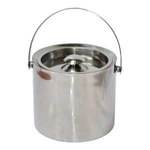 1970s American Mid-Century Modern Stainless Steel Ice Bucket, Barware