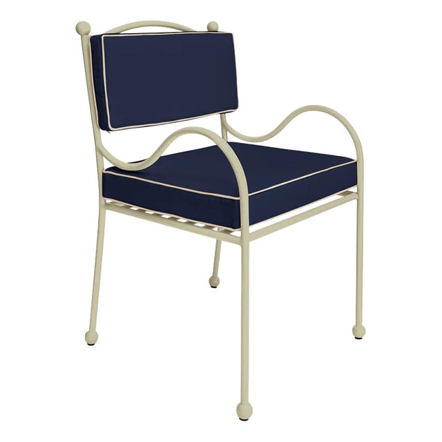 Panarea Armchair in Navy & Cream Upholstery by Ceraudo For Sale