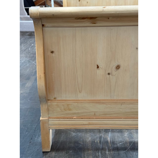 Queen Size Macys Pine Wood Sleigh Bed For Sale - Image 11 of 12