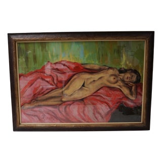 Perez, Large Nude of a Sleeping Woman, 1950s-1960s, Pastel For Sale