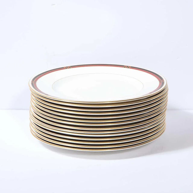 White Modernist Royal Worcester "Mondrian" Pattern Service for 14 China Plates - 42 Pieces For Sale - Image 8 of 13