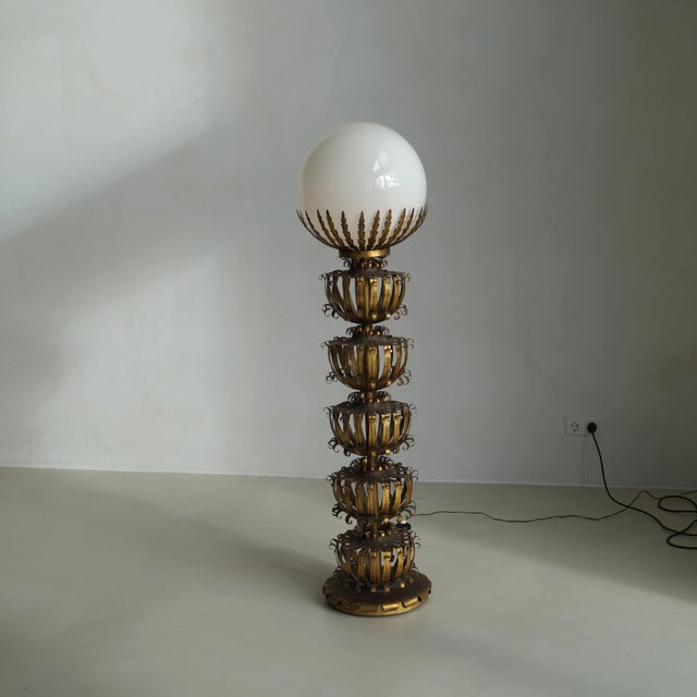 Large Globe Floor Lamp attributed to Maison Jansen, 1960s For Sale - Image 12 of 18
