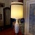 1960s Textured Pitted Ceramic Lamp With Original Shade - Mid Century Modern For Sale - Image 5 of 10