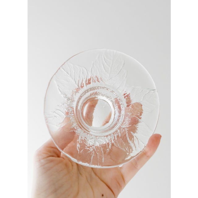 Goran and Ann Warff Vintage Scandinavian Modern Glass Leaf Candlholder/Egg Cup by Goran Warff for Kosta Boda Sweden - a Pair For Sale - Image 4 of 13
