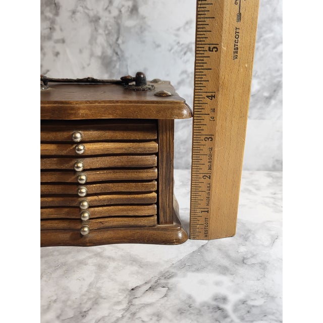 Vintage Wood Cork Coaster Set - 8 Drawer Coasters in Chest For Sale - Image 17 of 17