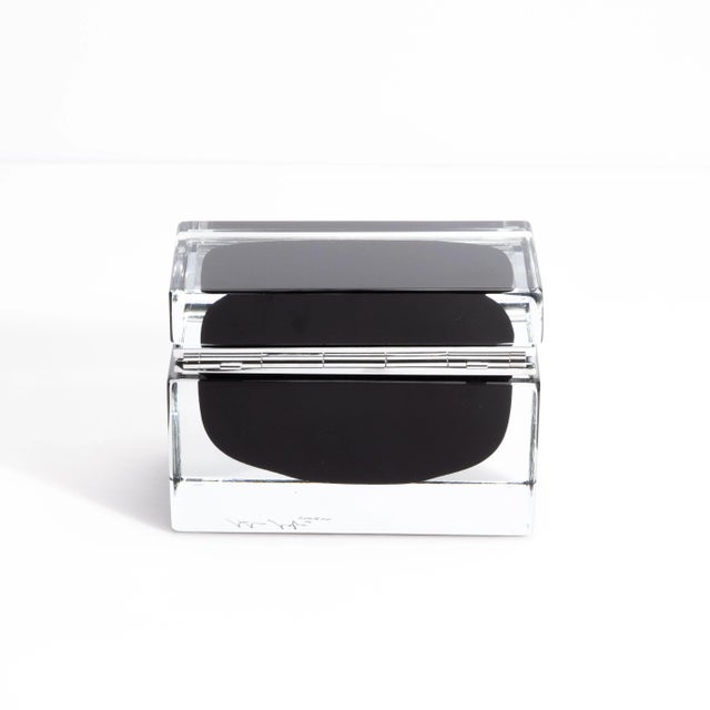 Metal Hand Blown Murano Box in Onyx Black With Chrome Fittings For Sale - Image 7 of 9