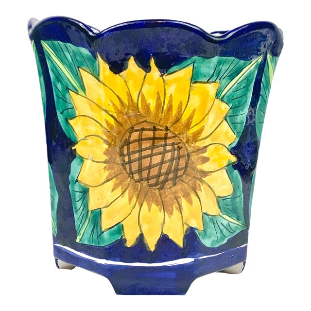 Vintage Mexican Sunflower Planter For Sale