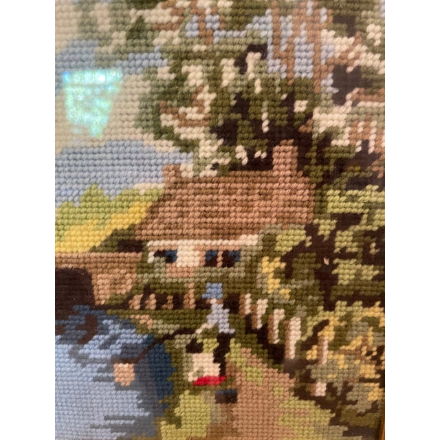 Vintage Handmade Textile Art in Needlepoint, Riverboat, Bridge, English Setting, Ocean, Waterfront’s, Boats For Sale In Nashville - Image 6 of 10